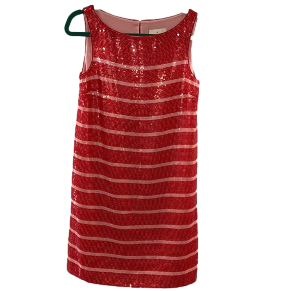 Kate Spade sequin striped mini shift dress - size 0 - red